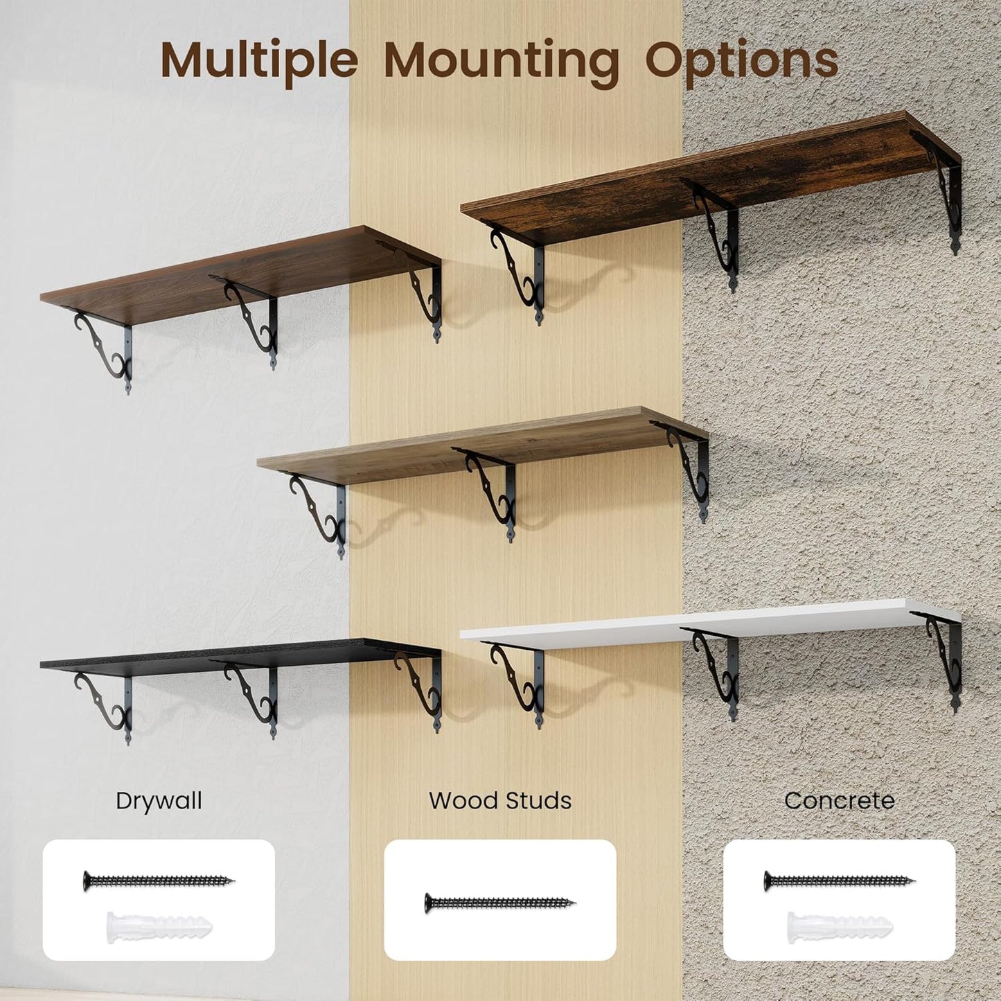 RICHFOCUS 12 Inch Deep Floating Shelves for Wall, 39" W x 12" D Wood Wall Shelves Set of 2, Wide Floating Shelves for Living Room, Bedroom, Kitchen, Bathroom and Decor Storage, Rustic Brown