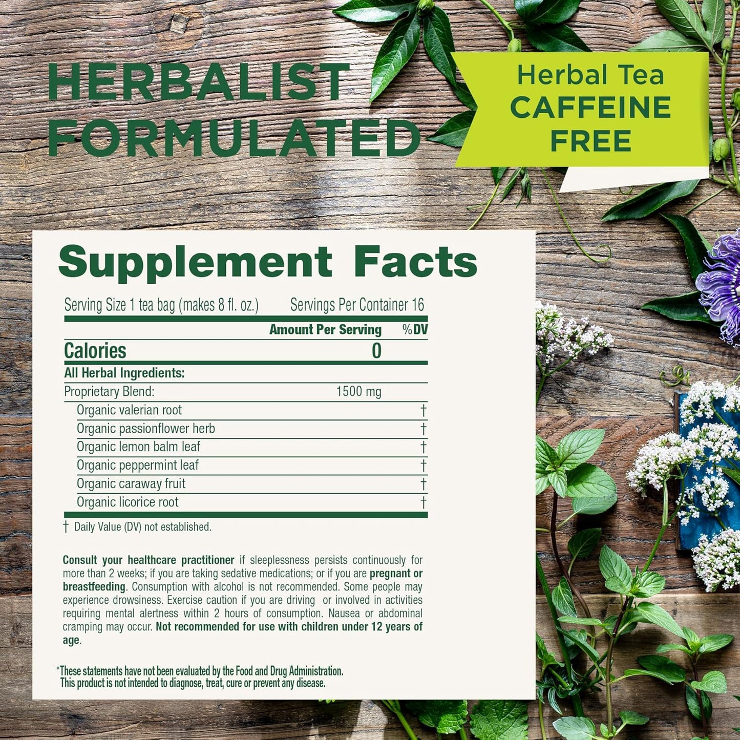 Traditional Medicinals Organic Nighty Night Extra Tea With Valerian Root for Relaxation, 16 Tea Bags (Pack of 1)