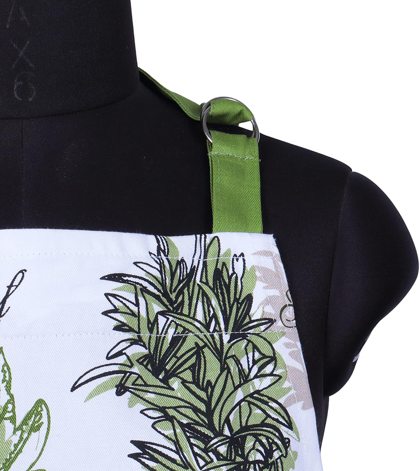 AMOUR INFINI Aprons for Women Adjustable Strap with Waist Ties Aprons for Baking, Cooking, Gardening Cotton Washable, Reusable Spring Apron (27.5 x 33 Inches - Herb Garden)