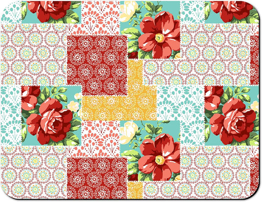 Rubber Dish Drying Mat for Kitchen Counter Large Boho Flowers Washable Quick Home Coffee Pad Fit Under Sink,Bar,Utensils 18x24in