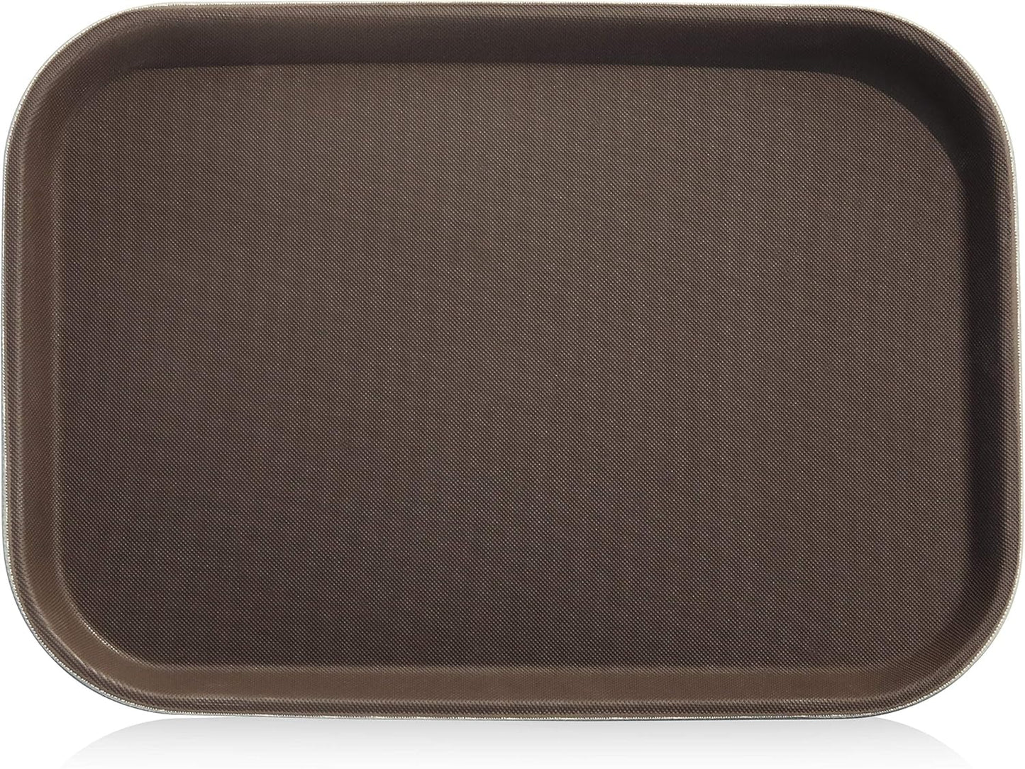New Star Foodservice Restaurant Grade Non-Slip Tray, Plastic, Rubber Lined, Rectangular (Brown, 10-Inch x 14-Inch)