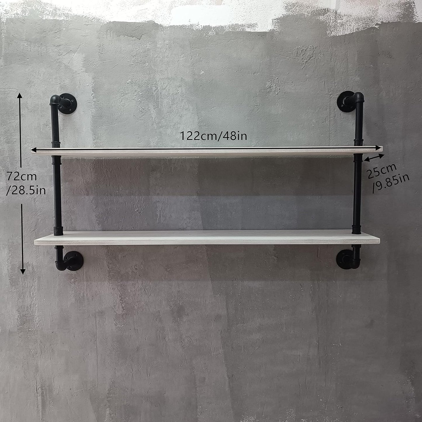 Floating Shelves for Wall Bookshelf Industrial Pipe Shelving Shelves Natural Wood Planks 48 inch Rustic Wall Shelves Hanging Bookshelves Farmhouse Kitchen Shelving