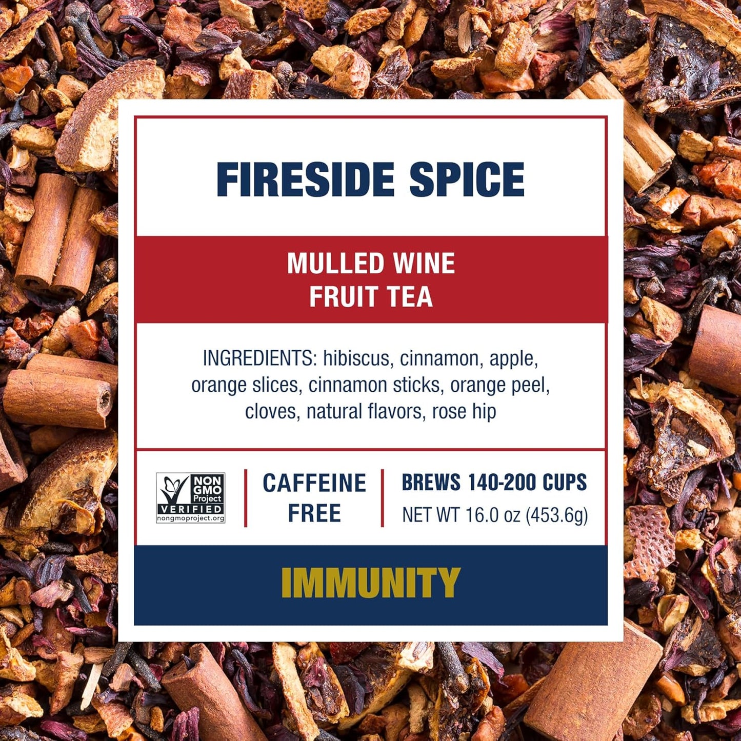 Tiesta Tea - Fireside Spice, Mulled Wine Herbal tea, Premium Loose Leaf Tea Blend, Non Caffeinated Holiday Teas, Make Hot or Iced & Brews Up to 200 Cups - 16 Ounce Resealable Bulk Pouch