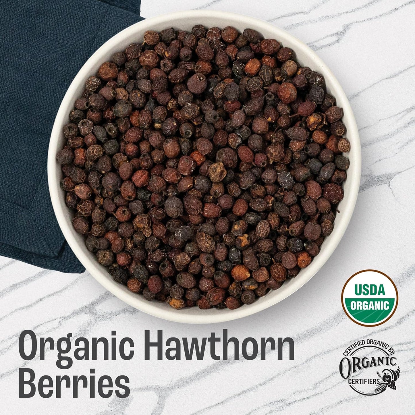 J Mac Botanicals, Organic Dried Hawthorn Berries Whole (4 oz) Hawthorn berry from Eastern Europe, certified Organic hawthorn berry tea, Hawthorne berries bulk resealable bag, Dried Hawthorn berries