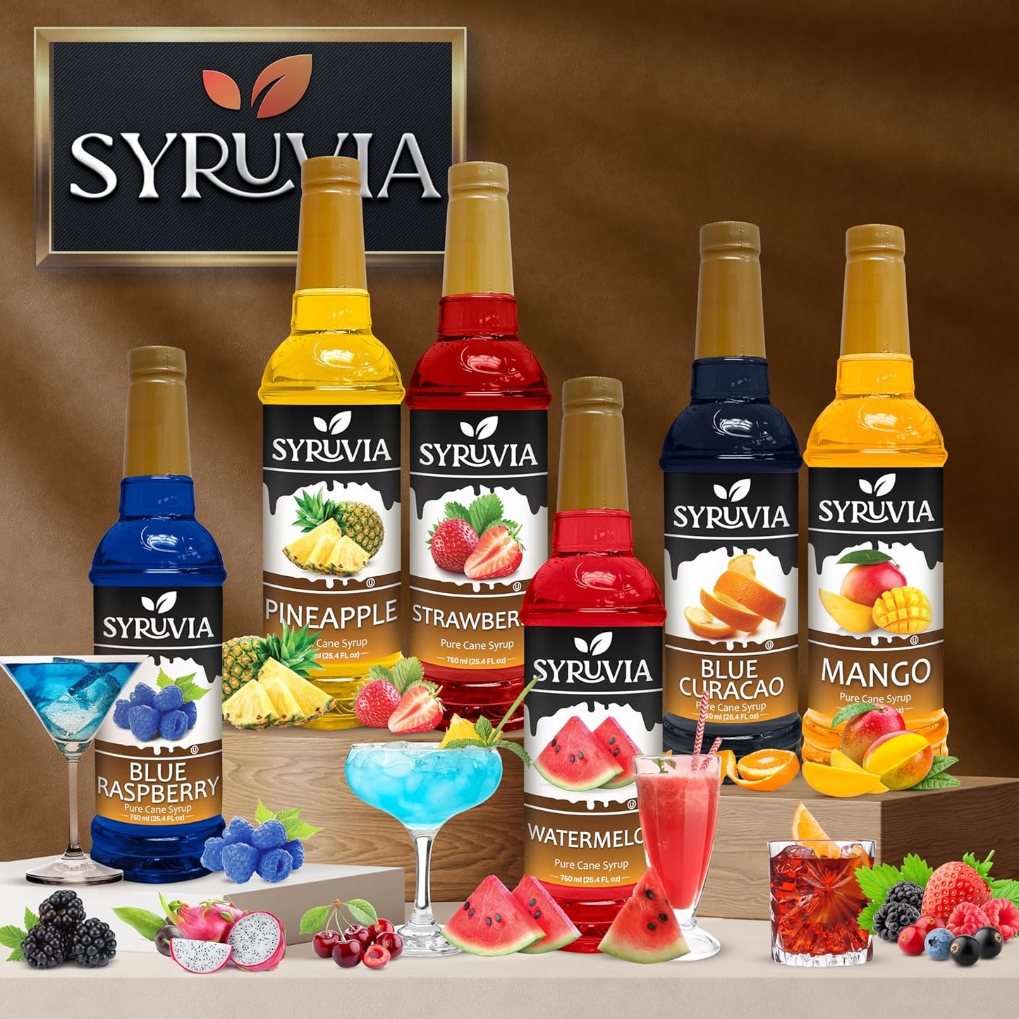 Syruvia BLUNILLA Coffee Syrup Vanilla Blueberry - 25.4 fl oz - Kosher Syrups, Gluten Free, No Coloring, Perfect for Drinks, Soda, Shakes, Desserts, and More.