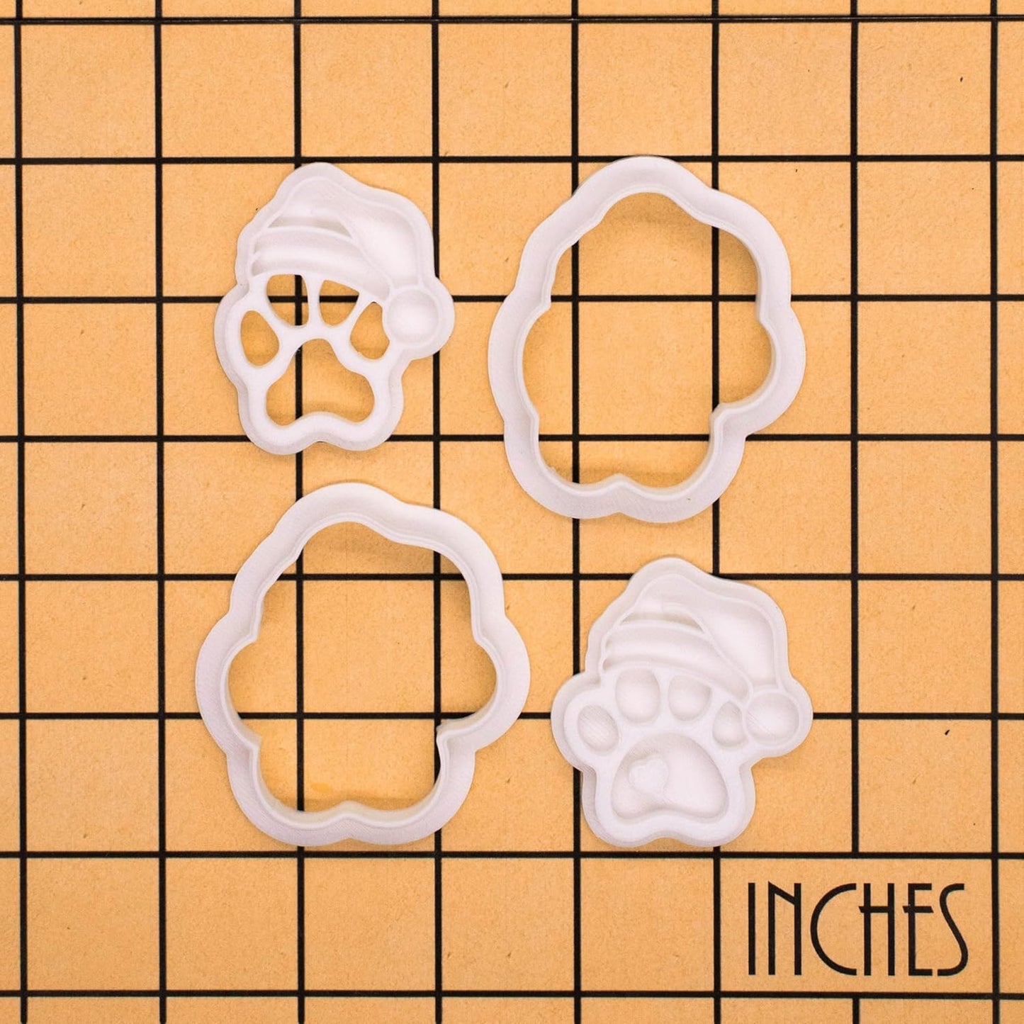 BAKERLOGY Paw-lalalala – Mini Santa Paw Cookie Cutter & Stamp Set (2") – Set of 2 Paw Prints with Santa Hat for Christmas Pet-Themed Fondant Embossers for Festive Cookies, Cupcakes and Edible Crafts