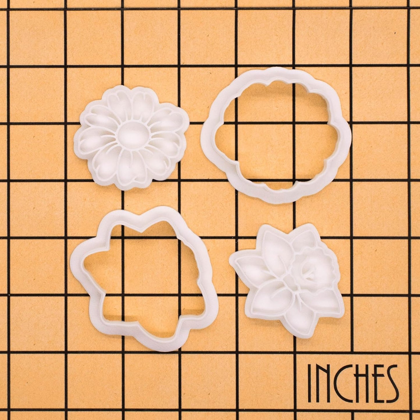 BAKERLOGY Meadow Blooms - Mini 2" Cookie Cutter & Stamp Set - Daffodil & Daisy Design for Easter & Spring Cookies, Cupcakes & Fondant Decorations