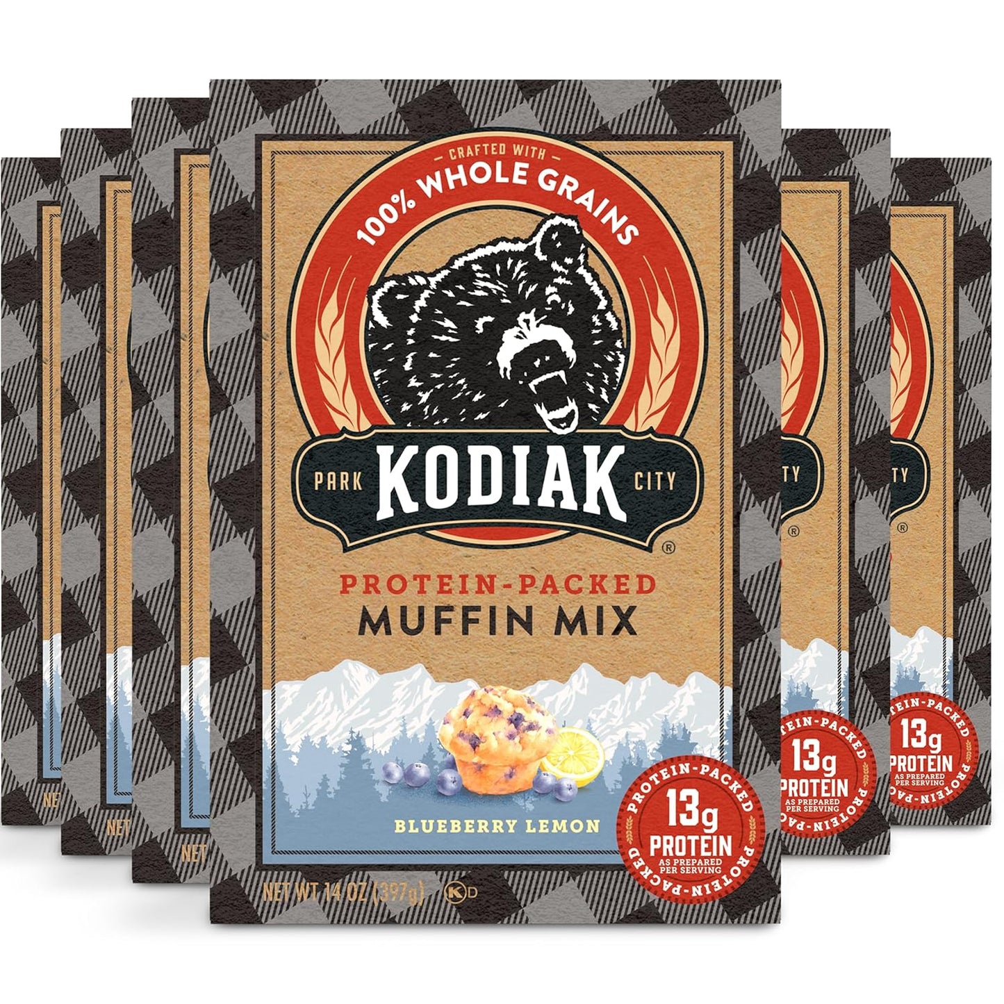 Kodiak Cakes Power Bake, Protein Muffin Mix, Blueberry Lemon, 14 Ounce (Pack of 6)