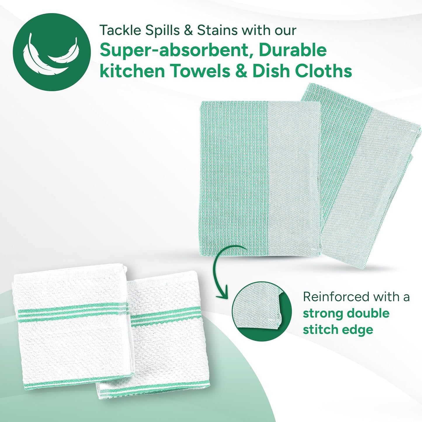 Casa Platino Potholders & Oven Mitts Heat Resistant, 8-Piece Mini Oven Mitts with Silicone Grip, Potholders for Kitchens, 2 Kitchen Towels & 2 Dish Cloths – Durable & Non-Slip – Sage