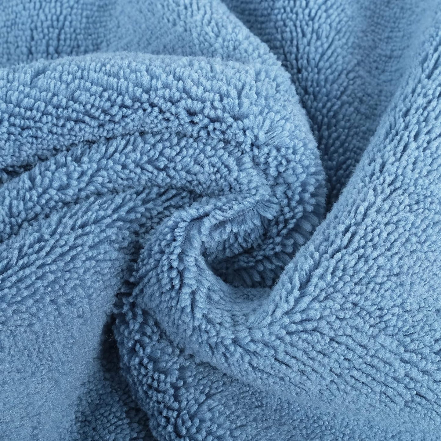 POLYTE Premium Lint Free Microfiber Washcloth Face Towel, 13 x 13 in, Set of 6 (Blue)