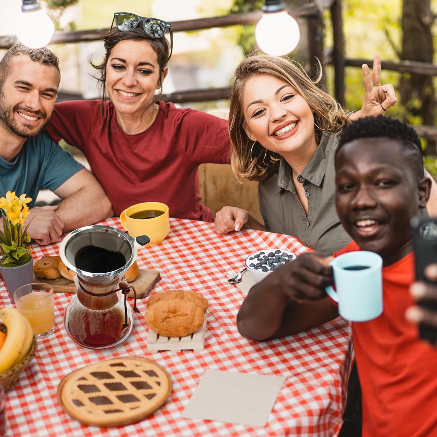 AGOGO Pour Over Coffee Maker Glass - 6/8/10 Cup Barista Kit with 304 Stainless Filter for Home, Office, Camping, Cafes - Easy Clean Coffee Dripper Set (Rag&Brush Included) (10 Cup/34oz)