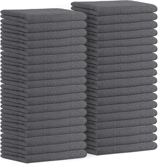 Avalon Towels Microfiber Cleaning Cloths (Value Pack of 36) Size 16" x 16", Highly Absorbent Cleaning Rags, Lint Free Cleaning Towels, Reusable and Washable, Microfiber Towels for Cars (Grey)