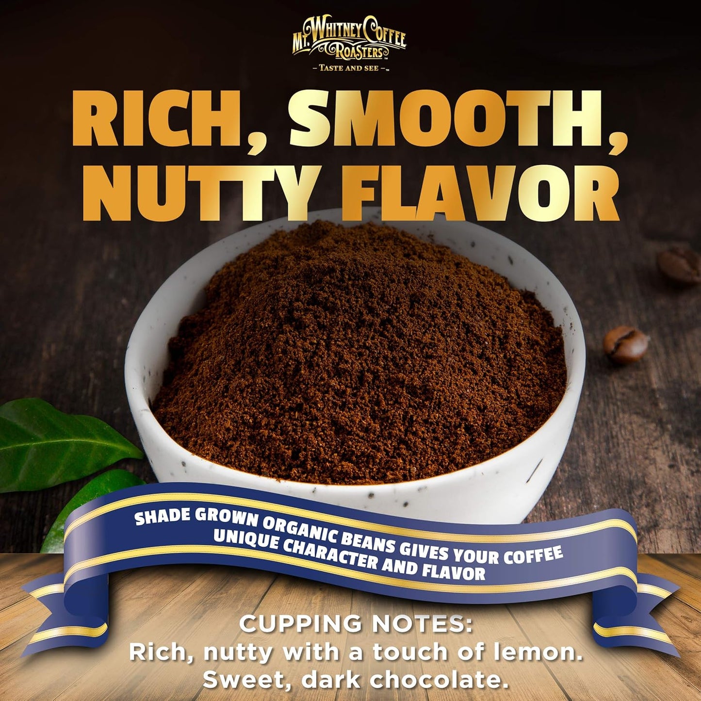 Mt. Whitney Organic Shade Grown, Low Acid Coffee from Peru (Ground, 5 Lb)