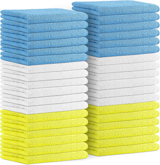 Avalon Towels Microfiber Cleaning Cloths (Value Pack of 36) Size 16" x 16", Highly Absorbent Cleaning Rags, Lint Free Cleaning Towels, Reusable and Washable, Microfiber Towels for Cars (Multi Color)