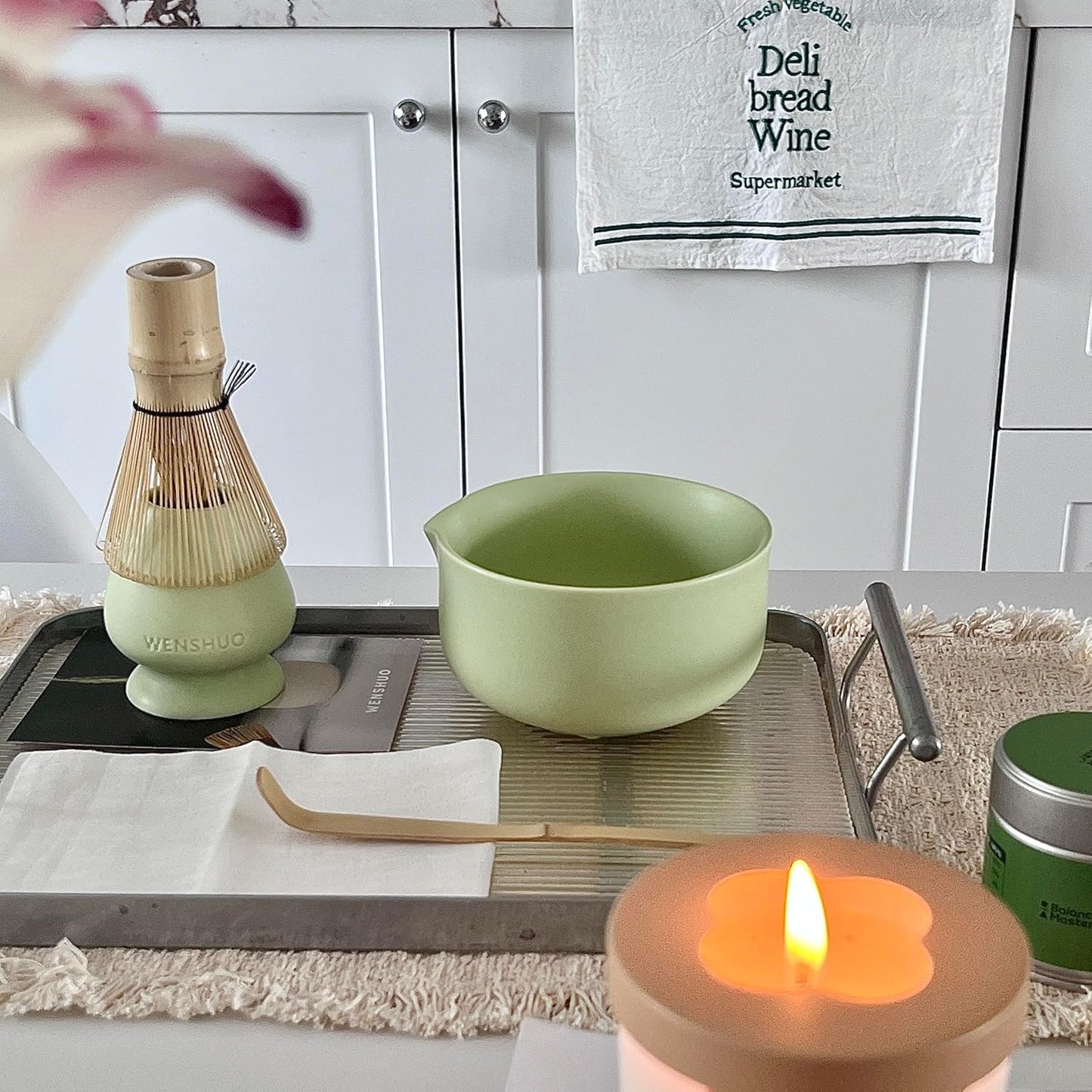 Matcha Kit - Premium Matcha Whisk Set with Traditional Bamboo Tools, Ideal Matcha Tea Set for Home (Mint Green)