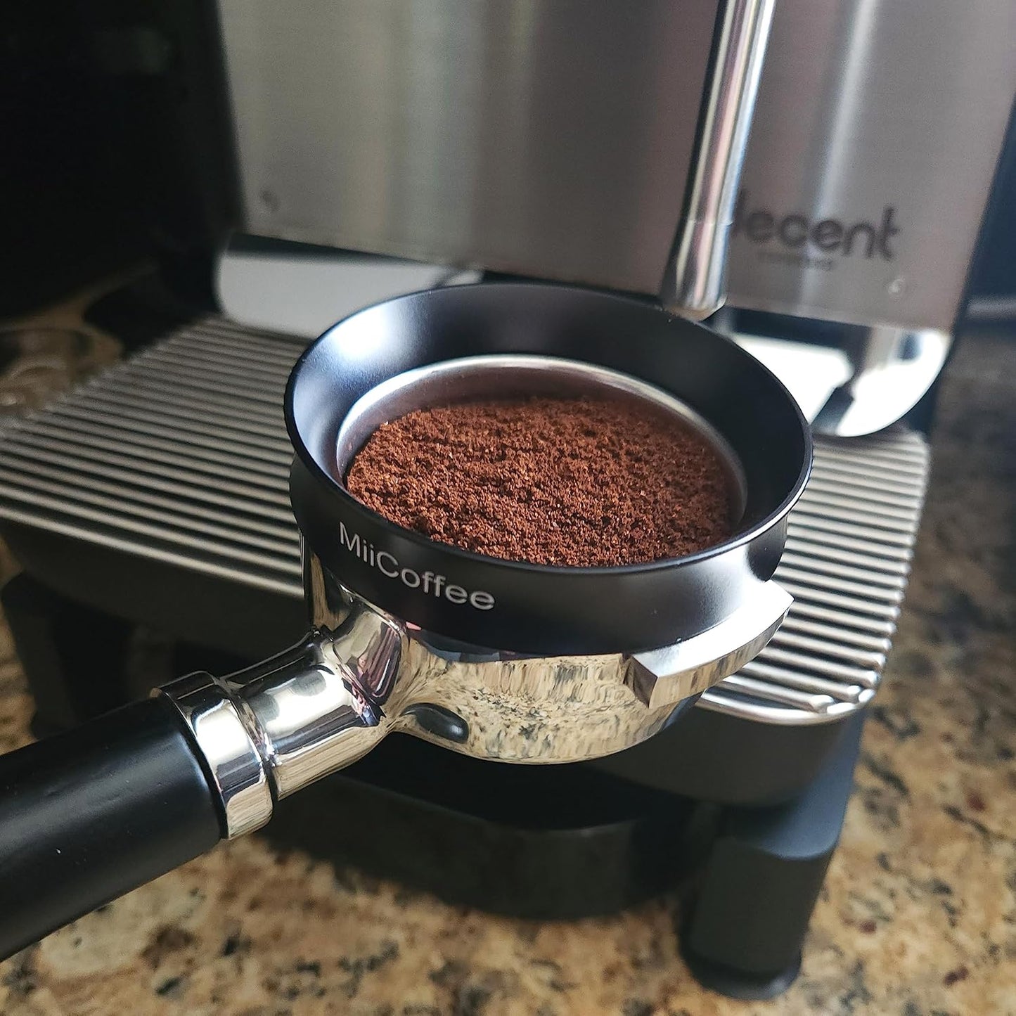 58mm Magnetic Dosing Funnel - Espresso Coffee Dosing Ring - Anodized Aluminum with 8 Magnetized Steel Compatible with 58mm Portafilter (Black)