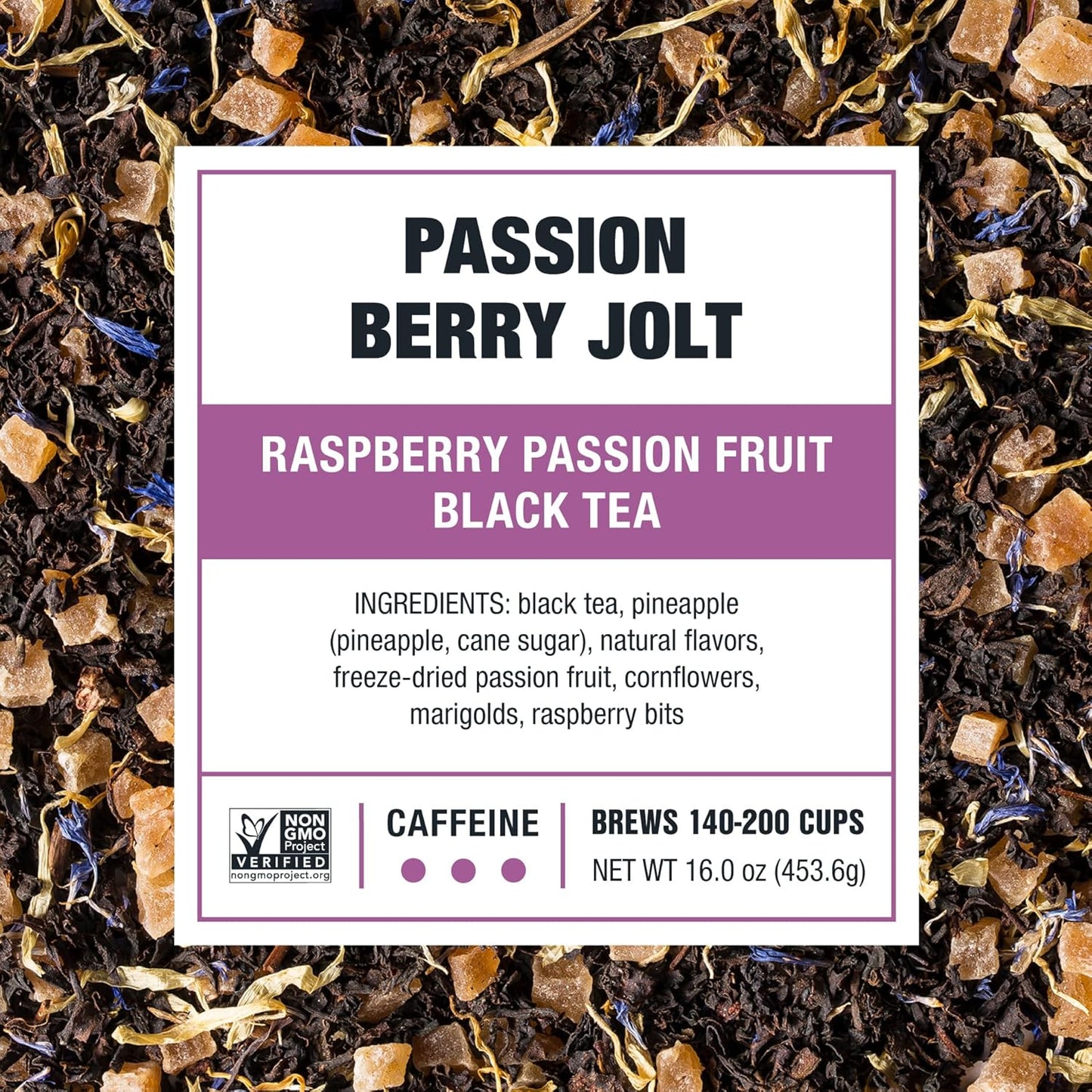 Tiesta Tea - Passion Berry Jolt, Loose Leaf, Raspberry Passion Fruit Black Tea, Premium Blend, Caffeinated Black, Make Hot or Iced Brews Up to 200 Cups, 16oz Resealable Bulk Pouch