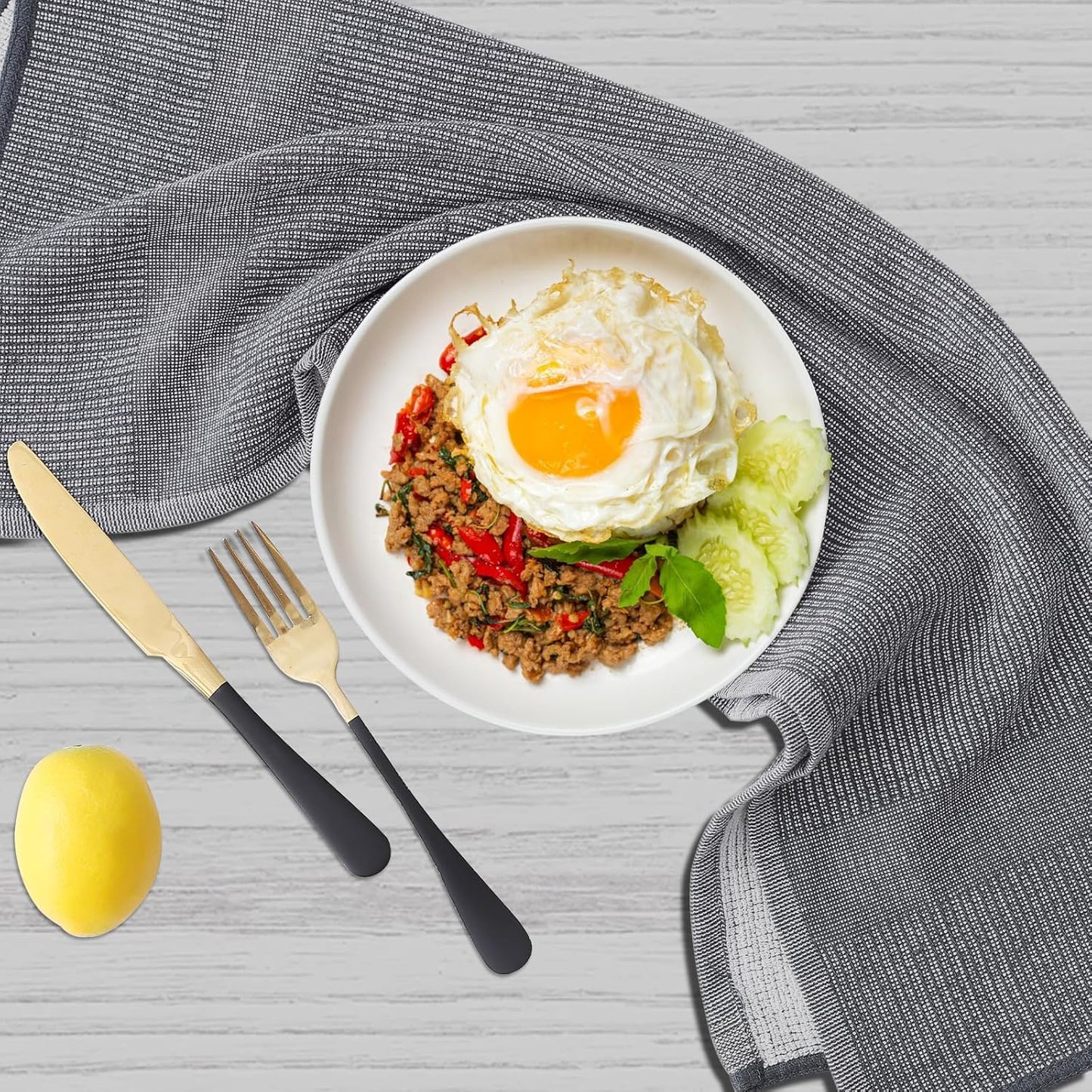 Homaxy Premium Kitchen Towels(18”x 28”, 6 Pack), Large Cotton Kitchen Hand Towels, Flat and Terry Dish Towels, 380 GSM Highly Absorbent Tea Towel Set with Hanging Loop, Multicolor