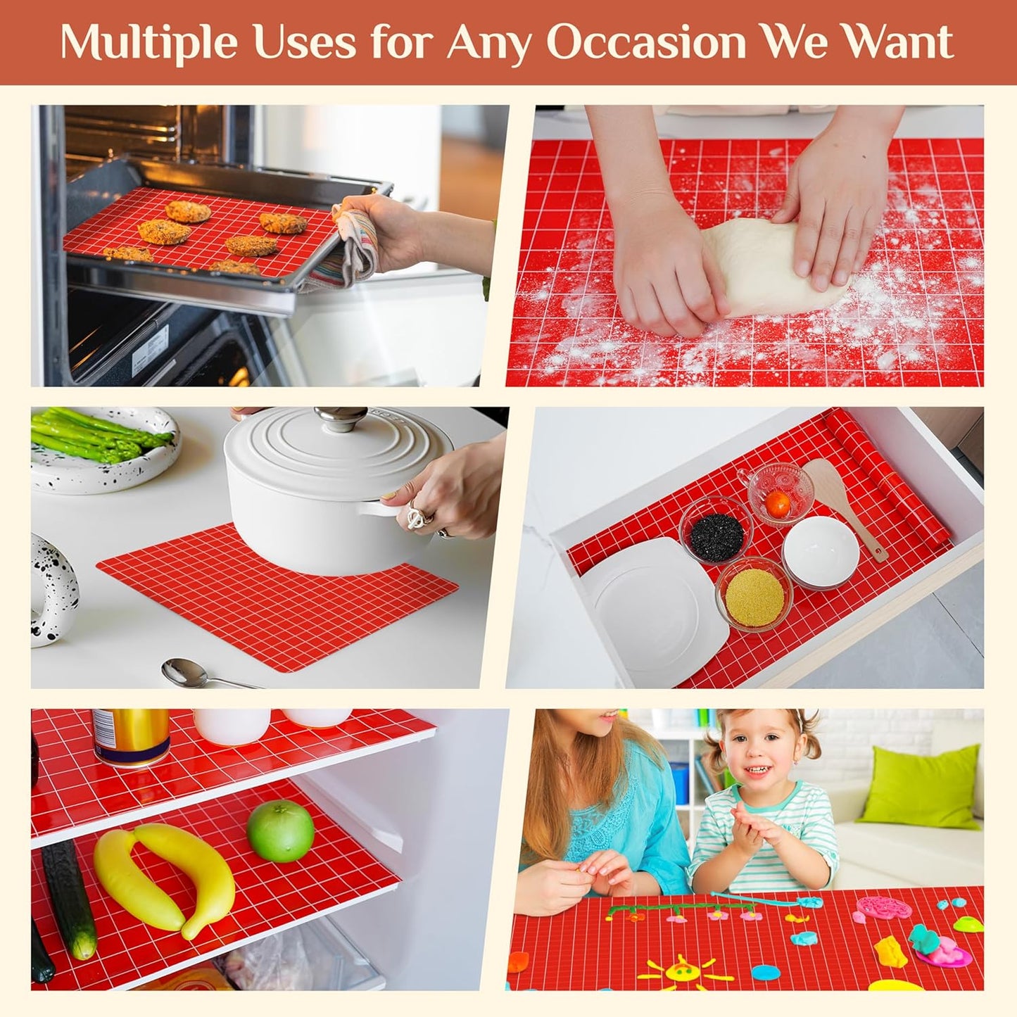 Silicone Baking Mat, 12 IN x 10 FT Free Cutting Baking Sheet,Non-Stick Reusable Dough & Pastry Mat,Non-Slip Silicone Mat Roll for Air Fryer Liner,Freeze Dryer,Oven Baking Pan,Kitchen Counter