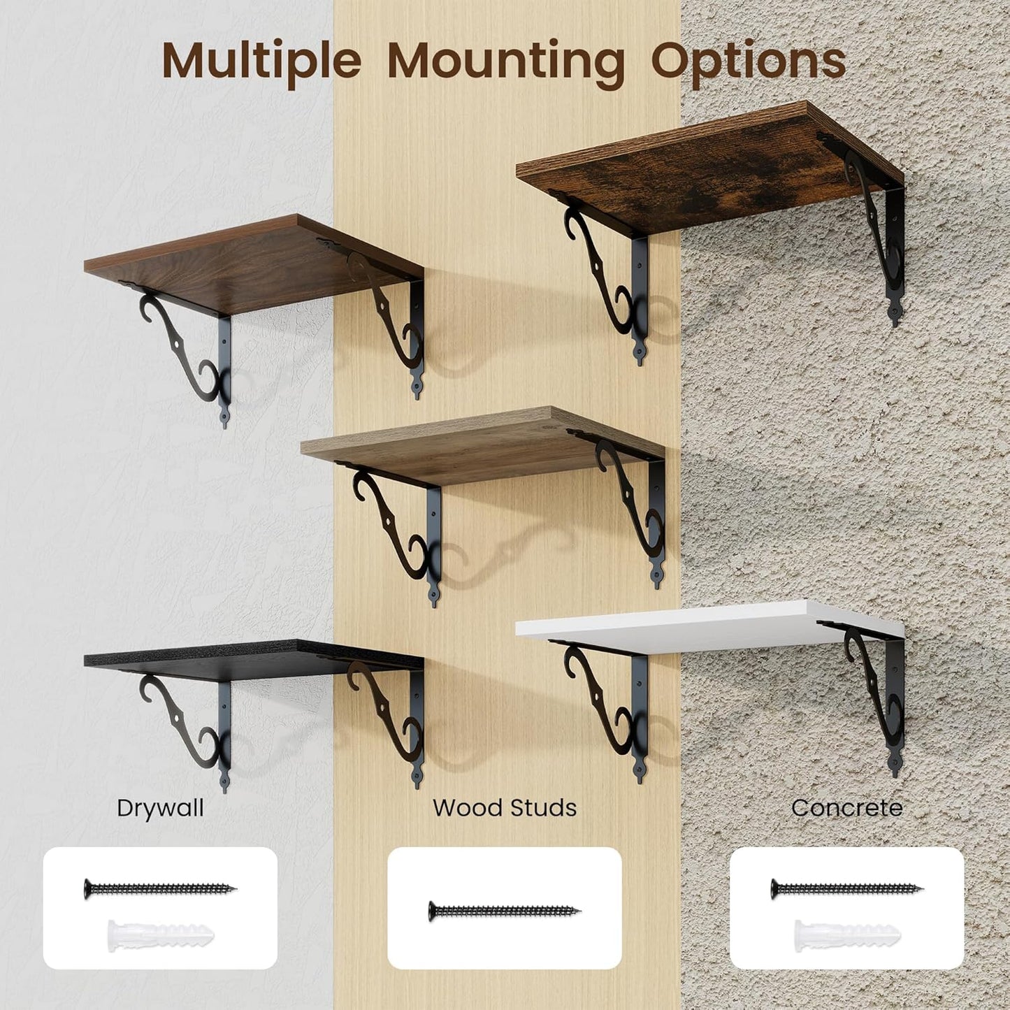 RICHFOCUS 12 Inch Deep Floating Shelves for Wall, 16" W x 12" D Wood Wall Shelves Set of 2, Wide Floating Shelves for Living Room, Bedroom, Kitchen, Bathroom and Decor Storage, Rustic Brown