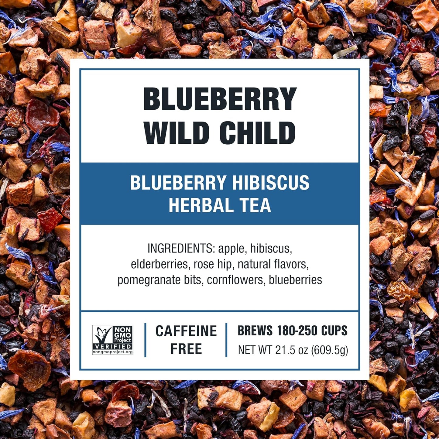 Tiesta Tea - Blueberry Wild Child, Loose Leaf, Blueberry Hibiscus Herbal Tea, Premium Non-Caffeinated Blend, Hot or Iced & Brews Up to 250 Cups, 16oz Bulk Pouch & 5.5oz Refillable Tin Combo