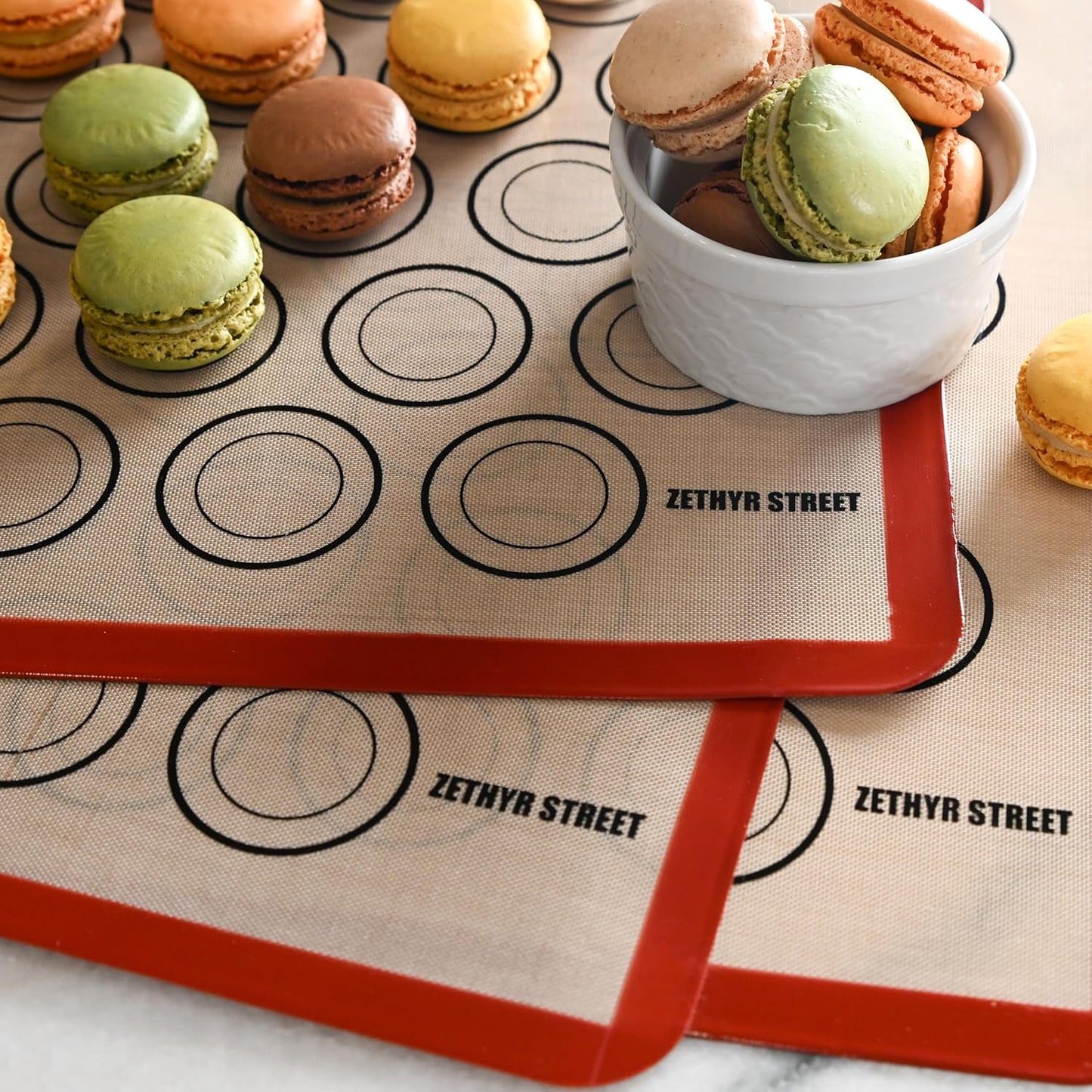 Macaron Silicone Baking Mats - Non-Stick Macaron Mat for Easy Baking | Heat Resistant & Dishwasher Safe Macaron Baking Mat | Reusable & Eco-Friendly, 1/2 Sheet Size - Pack of 4 - For Macarons And More