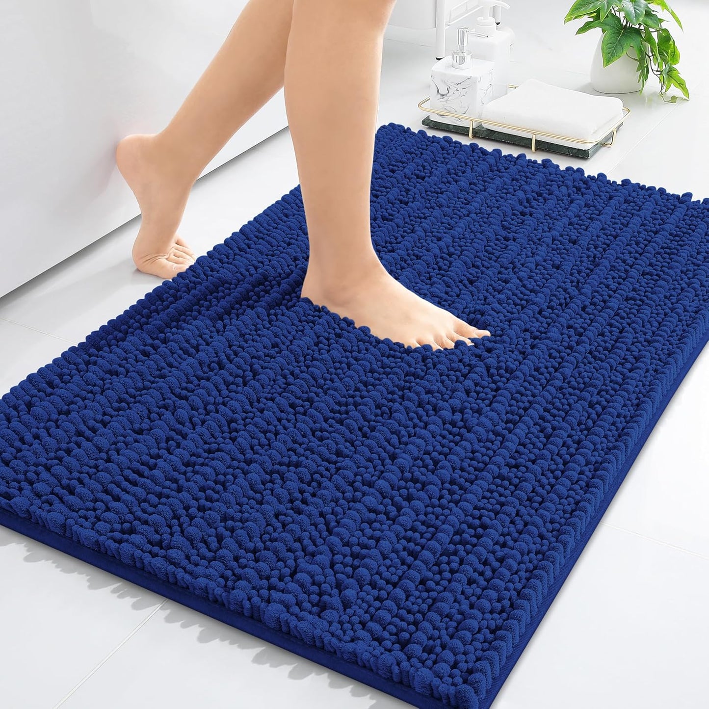 Arotive Luxury Chenille Bathroom Rug Mat, Extra Soft Thick Absorbent Shaggy Bath Rugs, Non-Slip Machine Wash Dry, Plush Bath Mats for Bathroom, Shower and Tub, 36x24, Royal Blue