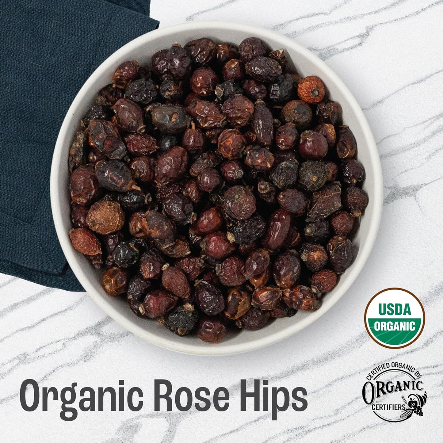 J MAC BOTANICALS Organic Rose Hips (1 Lb Bag) Whole, natural organic dried rose hips for herbal tea, rosehips dried organic, rosehip tea, packaged in the USA