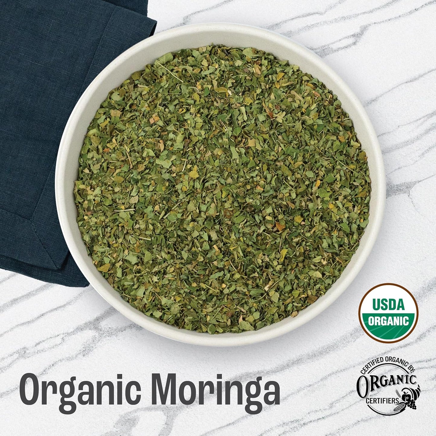 J MAC BOTANICALS Organic Moringa Leaves, malunggay leaf, Whole Green Moringa Oleifera Leaf Tea