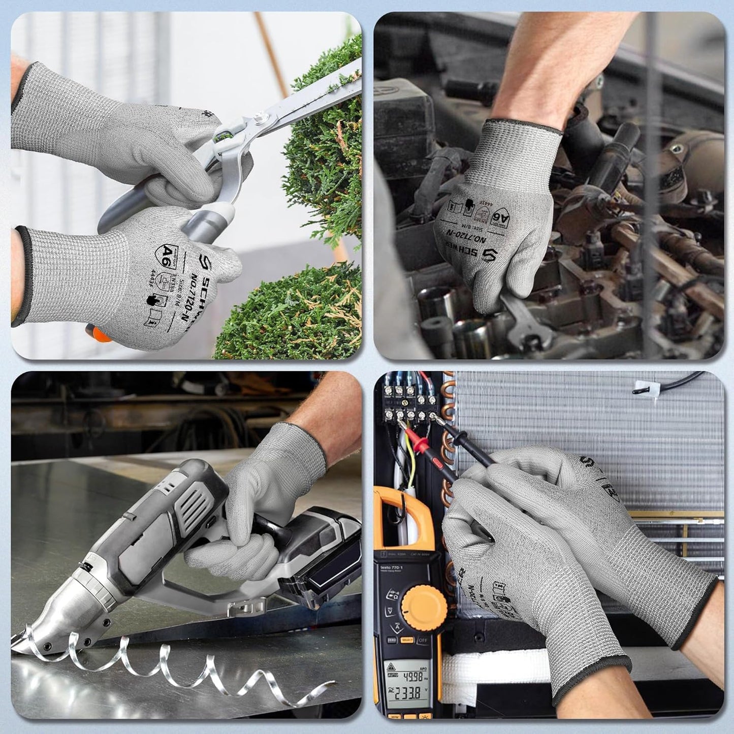 Schwer 3 Pairs ANSI A6 Cut Resistant Gloves CR7120 Cut Proof Work Gloves, Touchscreen, for Men and Women Used for Woodworking, Glass Cutting, Construction, Cargo Handling, Car Repair, XS