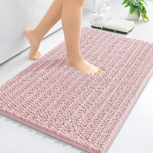 Arotive Luxury Chenille Bathroom Rug Mat, Extra Soft Thick Absorbent Shaggy Bath Rugs, Non-Slip Machine Wash Dry, Plush Bath Mats for Bathroom, Shower and Tub, 30x17, Dirty Pink