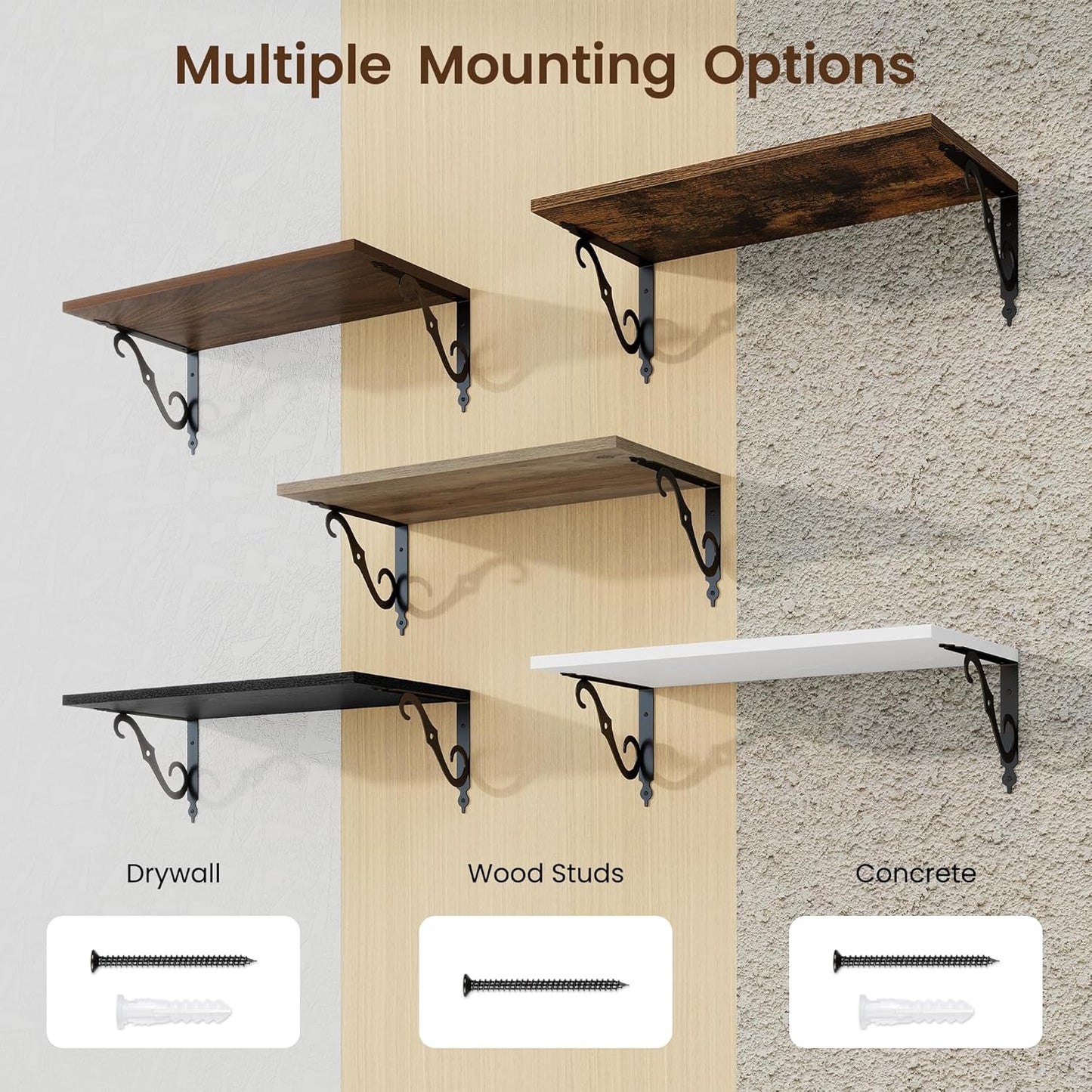 RICHFOCUS 12 Inch Deep Floating Shelves for Wall, 24" W x 12" D Wood Wall Shelves Set of 2, Wide Floating Shelves for Living Room, Bedroom, Kitchen, Bathroom and Decor Storage, Rustic Brown