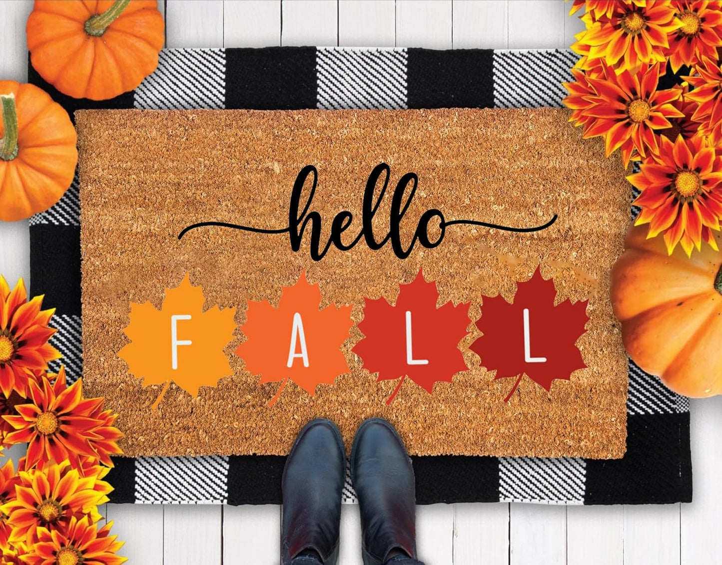 Fall Stencils Hello Fall Doormat Stencils for Painting on Wood Door Mats Fabrics Porch Hanger