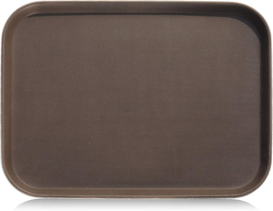 New Star Foodservice Restaurant Grade Non-Slip Tray, Plastic, Rubber Lined, Rectangular (Brown, 12-Inch x 16-Inch)