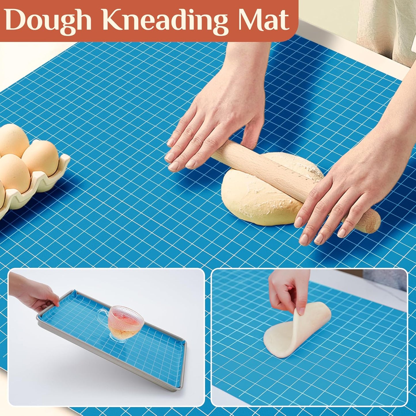 Silicone Baking Mat, 12 IN x 10 FT Free Cutting Baking Sheet, Non-Stick Reusable Dough & Pastry Mat, Non-Slip Silicone Mat Roll for Air Fryer Liner, Freeze Dryer, Oven Baking Pan, Kitchen Counter