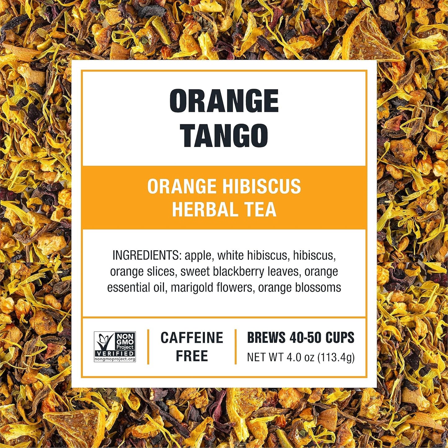 Tiesta Tea - Orange Tango, Loose Leaf, Orange Hibiscus Herbal Tea, Premium Non-Caffeinated Fruit Blend, Makes Hot or Iced & Up to 50 Cups, 4oz Refillable Tin