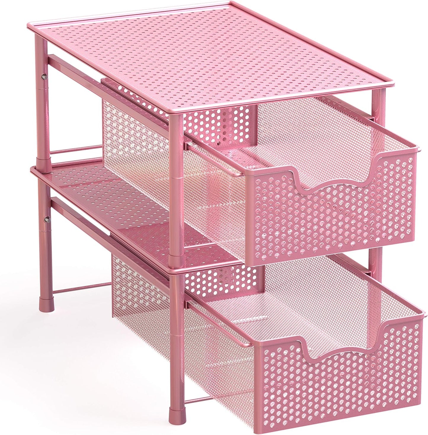 Simple Houseware Stackable Cabinet Basket Drawer Organizer, Pink